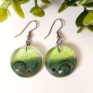 Vintage Lichen or Moss Aquamarine Earrings
